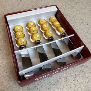 Vintage Spreadables Bagels Gourmet Butter Spreaders Set 4pc Stainless Steel Used